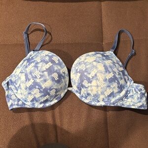 PINK Victoria's Secret Tie-Dye Blue and Cream Bra